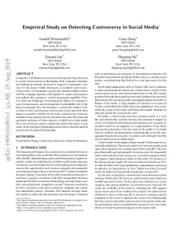 Empirical Study on Detecting Controversy in Social Media