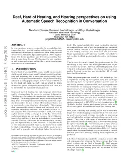 Deaf, Hard of Hearing, and Hearing Perspectives on using Automatic
  Speech Recognition in Conversation