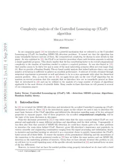 Complexity analysis of the Controlled Loosening-up (CLuP) algorithm
