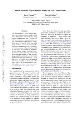 Neural Attentive Bag-of-Entities Model for Text Classification