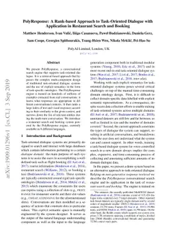 PolyResponse: A Rank-based Approach to Task-Oriented Dialogue with
  Application in Restaurant Search and Booking