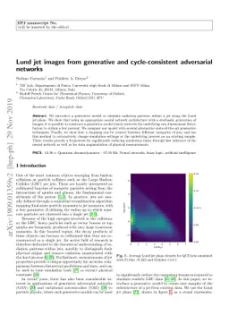 Lund jet images from generative and cycle-consistent adversarial
  networks