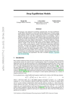 Deep Equilibrium Models
