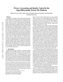 Privacy Accounting and Quality Control in the Sage Differentially
  Private ML Platform