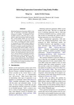 Referring Expression Generation Using Entity Profiles