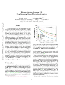 Lifelong Machine Learning with Deep Streaming Linear Discriminant
  Analysis