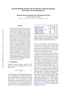 Towards Realistic Practices In Low-Resource Natural Language Processing:
  The Development Set