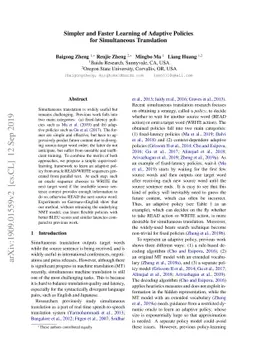 Simpler and Faster Learning of Adaptive Policies for Simultaneous
  Translation