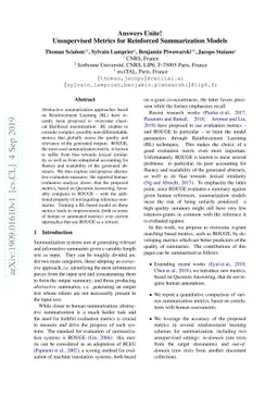 Answers Unite! Unsupervised Metrics for Reinforced Summarization Models