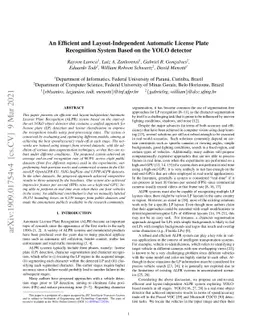 An Efficient and Layout-Independent Automatic License Plate Recognition
  System Based on the YOLO detector