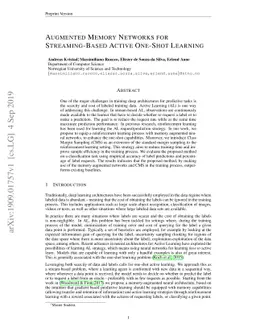 Augmented Memory Networks for Streaming-Based Active One-Shot Learning