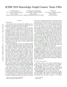 ICDM 2019 Knowledge Graph Contest: Team UWA