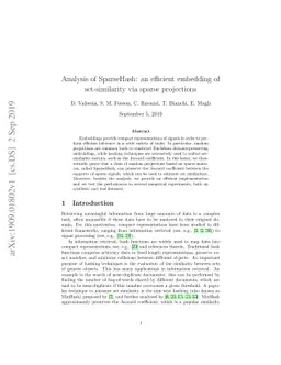 Analysis of SparseHash: an efficient embedding of set-similarity via
  sparse projections