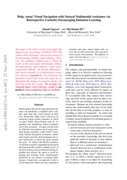 Help, Anna! Visual Navigation with Natural Multimodal Assistance via
  Retrospective Curiosity-Encouraging Imitation Learning