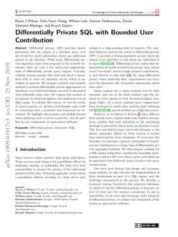 Differentially Private SQL with Bounded User Contribution