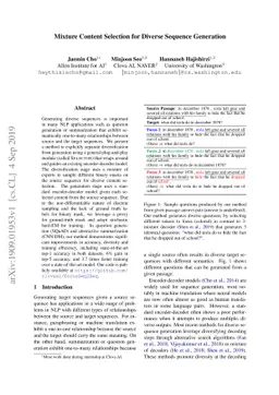 Mixture Content Selection for Diverse Sequence Generation