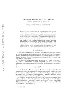 The ML-EM algorithm in continuum: sparse measure solutions