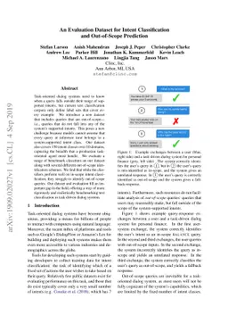 An Evaluation Dataset for Intent Classification and Out-of-Scope
  Prediction