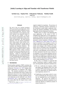 Jointly Learning to Align and Translate with Transformer Models