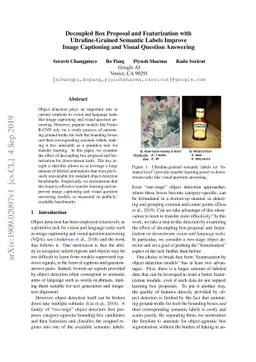 Decoupled Box Proposal and Featurization with Ultrafine-Grained Semantic
  Labels Improve Image Captioning and Visual Question Answering