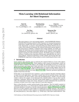 Meta Learning with Relational Information for Short Sequences