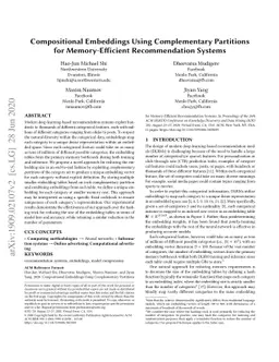 Compositional Embeddings Using Complementary Partitions for
  Memory-Efficient Recommendation Systems