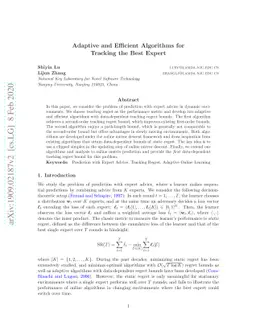 Adaptive and Efficient Algorithms for Tracking the Best Expert