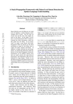 A Stack-Propagation Framework with Token-Level Intent Detection for
  Spoken Language Understanding