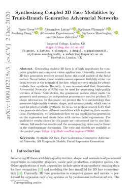 Synthesizing Coupled 3D Face Modalities by Trunk-Branch Generative
  Adversarial Networks