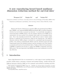 A new reproducing kernel based nonlinear dimension reduction method for
  survival data