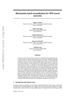 Riemannian batch normalization for SPD neural networks