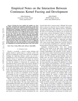 Empirical Notes on the Interaction Between Continuous Kernel Fuzzing and
  Development