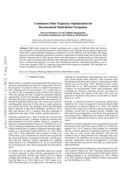 Continuous-Time Trajectory Optimization for Decentralized Multi-Robot
  Navigation