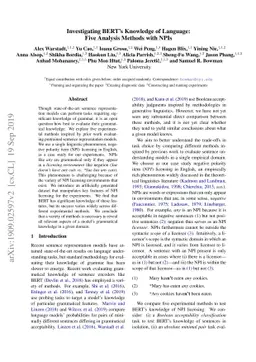 Investigating BERT's Knowledge of Language: Five Analysis Methods with
  NPIs