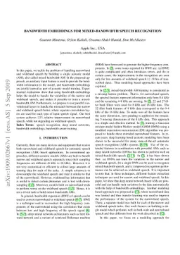 Bandwidth Embeddings for Mixed-bandwidth Speech Recognition