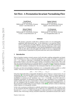 Set Flow: A Permutation Invariant Normalizing Flow