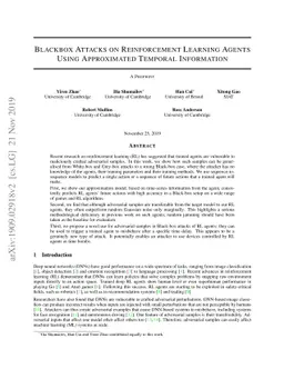 Blackbox Attacks on Reinforcement Learning Agents Using Approximated
  Temporal Information