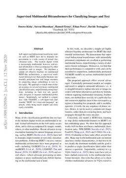 Supervised Multimodal Bitransformers for Classifying Images and Text