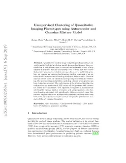 Unsupervised Clustering of Quantitative Imaging Phenotypes using
  Autoencoder and Gaussian Mixture Model