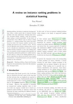 A review on ranking problems in statistical learning