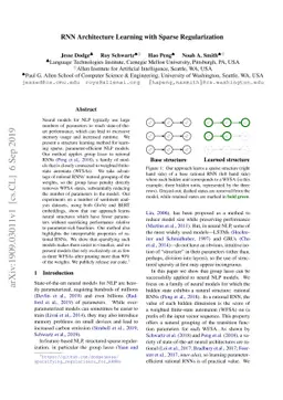 RNN Architecture Learning with Sparse Regularization