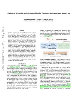 Abductive Reasoning as Self-Supervision for Common Sense Question
  Answering