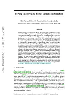 Solving Interpretable Kernel Dimension Reduction