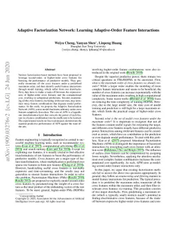 Adaptive Factorization Network: Learning Adaptive-Order Feature
  Interactions