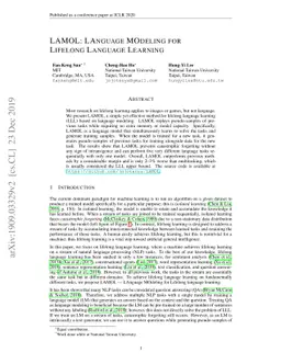 LAMOL: LAnguage MOdeling for Lifelong Language Learning