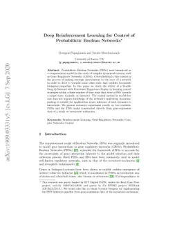 Deep Reinforcement Learning for Control of Probabilistic Boolean
  Networks