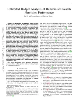 Unlimited Budget Analysis of Randomised Search Heuristics