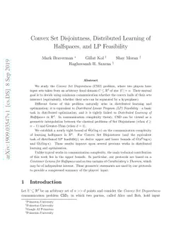 Convex Set Disjointness, Distributed Learning of Halfspaces, and LP
  Feasibility