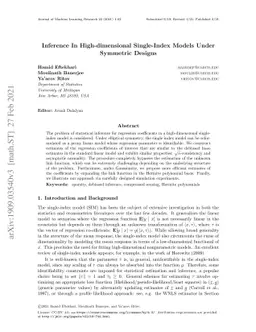 Inference In High-dimensional Single-Index Models Under Symmetric
  Designs
