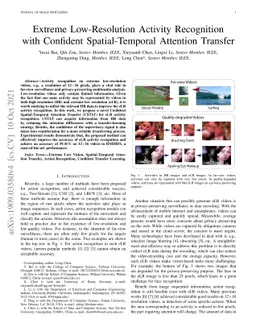 Extreme Low Resolution Activity Recognition with Confident
  Spatial-Temporal Attention Transfer